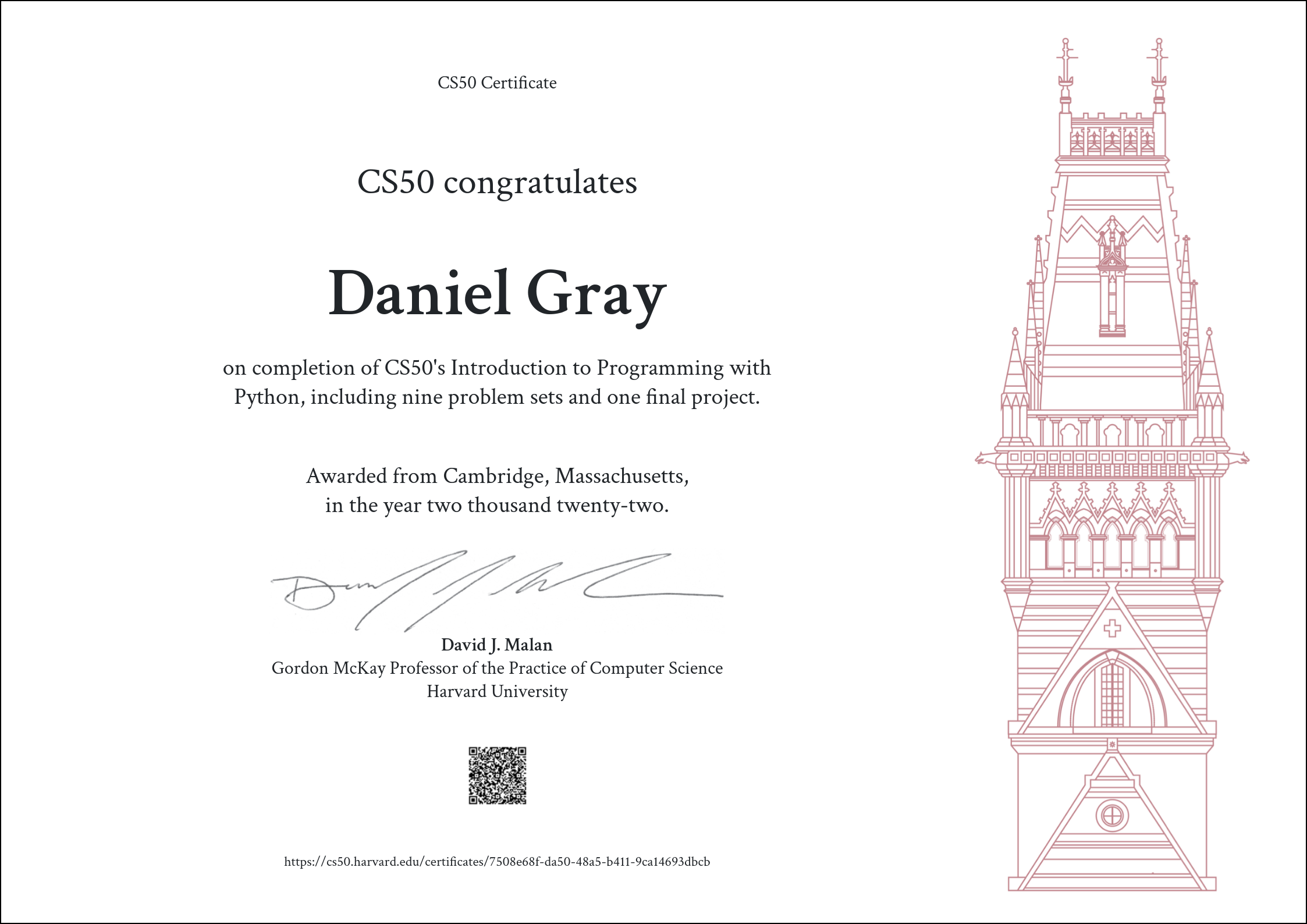 CS50P Certificate