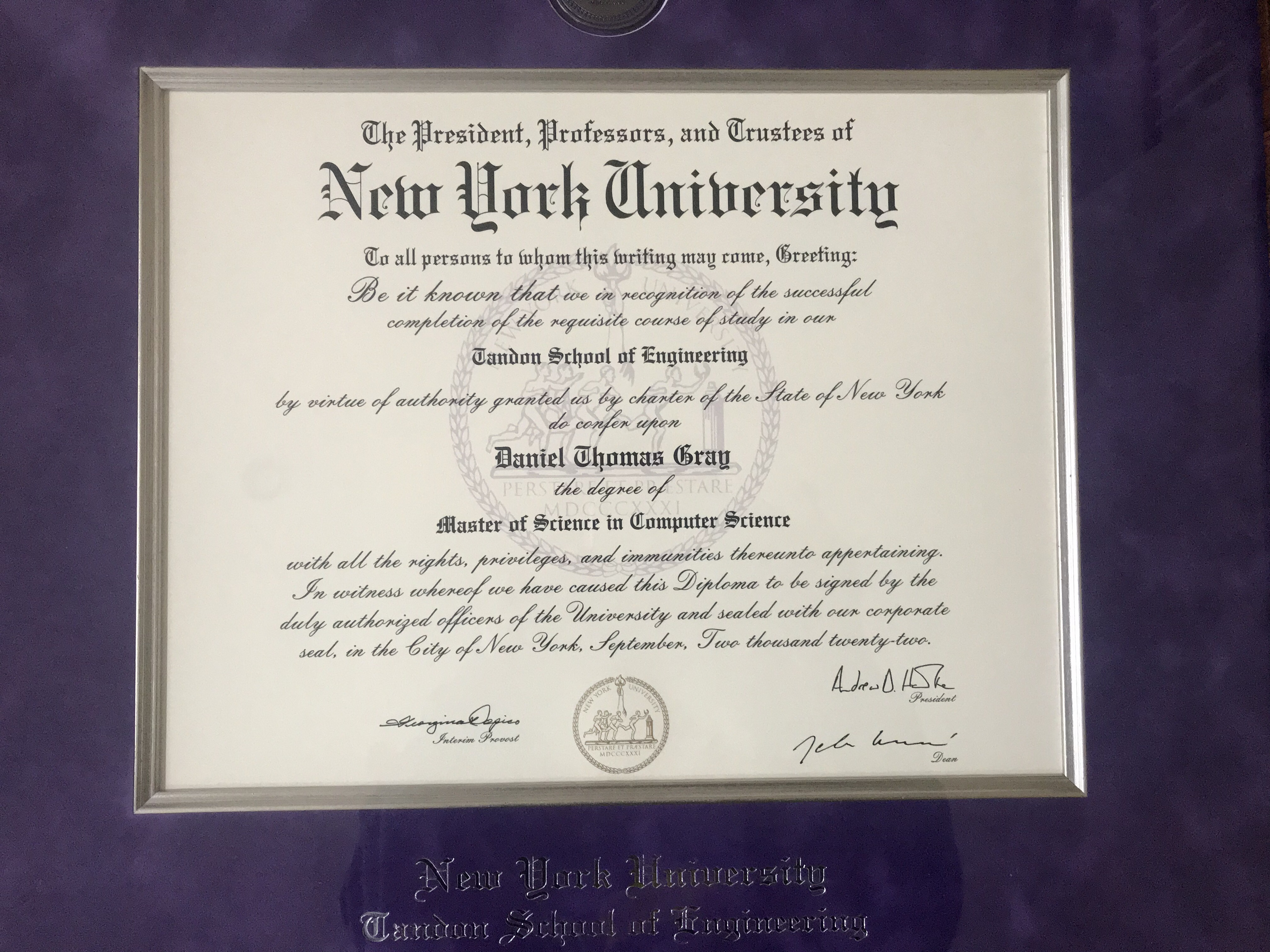 NYU Computer Science Degree